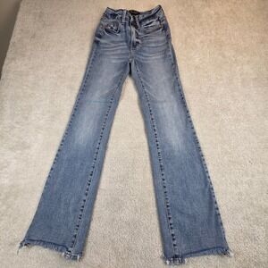 Judy Blue High Waist Flare Jeans Medium Wash Frayed Raw Hem JB88140 MD Size 0/24